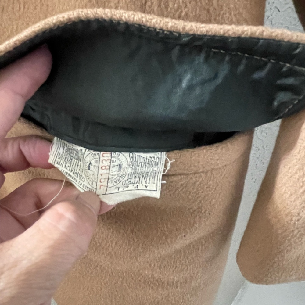 VTG 1970s Stratojac Men's Wool Tan Double Breasted Coat Fur Lining USA Size 38 - Picture 7 of 14